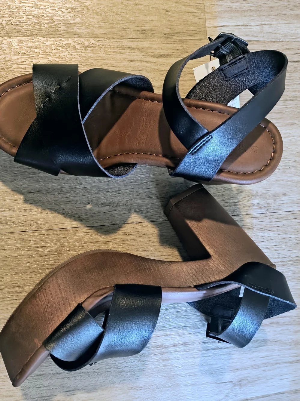 Universal Thread Black Block Heel Sandals with Adjustable Ankle Strap